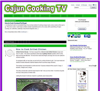 Theme modification sample: Cajun Cooking TV Blog
